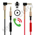 AUX cable for car and speakers Male to Male Headphones music 1.5 Meter 3.5mm L-Shaped Spring  Male to Male For Headphones Or Car Stereo -Black. 