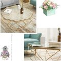 Modern Octagonal Tempered Glass Coffee Table - Wooden Center Table, Cocktail Table with Unique Octagon Shape. 