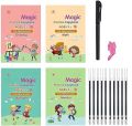 Pack of 4 Magic Practice Book with 1 Pen And 10 Refill | Set of 4 Magic Notebooks | Practice Notebooks For Kids | Notebooks For Kids. 