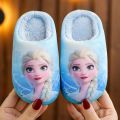 Disney Princess Sofia Elsa Winter Children's Cotton Slippers Girl's Parent-child Snow Non Slip Warm Baby Slippers Size 24-39. 