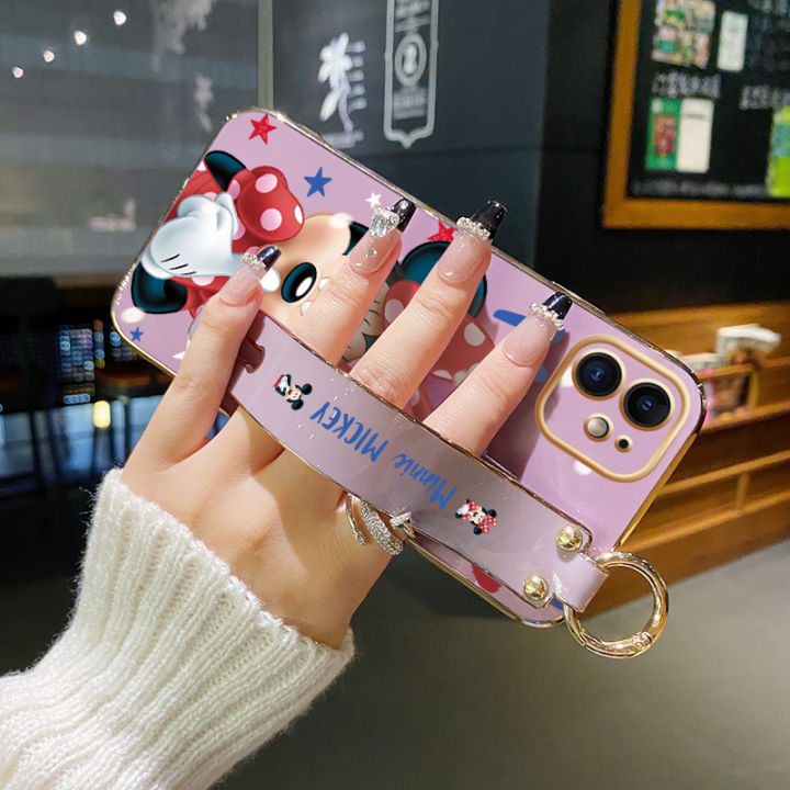 YIWESAN%20For%20Infinix%20Hot%209%20Play%20Case%20With%20Wristband%20New%20Design%20Phone%20Case%20For%20Girl%20Women%20Thin%20Pattern%20Cartoon%20Minnie%20Shockproof%20Plating%20Silicone%20Casing%20Full%20Cover%20SoftCase%20Protection%20Cases%20-%20Image%208