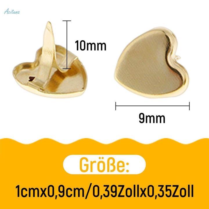 50Pcs Heart Shaped Mini Brads Decorative Paper Fasteners for Scrapbook