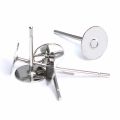 12 Pairs Earring Post Stud Hypo Allergenic Stainless Steel Earring Posts Base Flat Pad Blanks Pin Studs and Clear Rubber Earring Backs/Earring Back Stopper, Safety Back Jewelry Making Findings. 