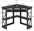 Computer Table for corner with Smooth Keyboard & Storage Shelves for Home Office Workstation Table , White & Gold. 
