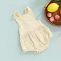 Baby Boy Girls Sleeveless Jumpsuit Summer Casual Solid Color Suspender Romper with Pockets. 