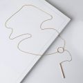 NK547 Punk Women Jewelry Minimalist Tiny Dainty Collier Unique Round Circle Bar Pendant Short Clavicle Necklace For Girl Chain. 