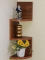 SMALL CORNER WALL HANGING SHELF LIGHT BROWN. 