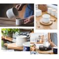Enamel Milk Pan, Mini Butter Warmer 10cm Enamelware Saucepan Pan Cookware with Wooden Handle, Perfect Size for Heating Smaller Liquid Portions. (White). 