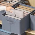6 Grids Washable Wardrobe Clothes Organizer, Jeans Compartment Storage Box, Clothes Drawer Mesh Separation Box, Portable Foldable Closet (GREY). 
