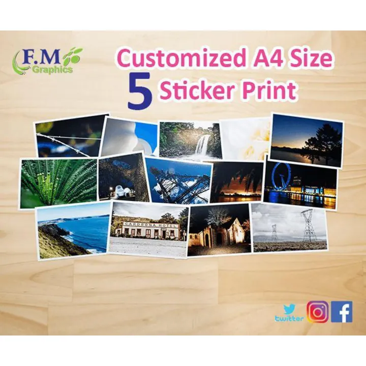 Sticker A4 Size Design Customized 5 Sticker Color Print A4 Size | Daraz.pk