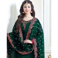 3Pc Chiffon Embroidered Unstitched Shalwar Kameez For Ladies Green SM-03. 