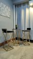 Modern Bar Stool Set With Centre Table: Versatile Z-Bar Stools in Sleek Black, Ideal for Café, Breakfast, Kitchen, and Coffee Table Use. 