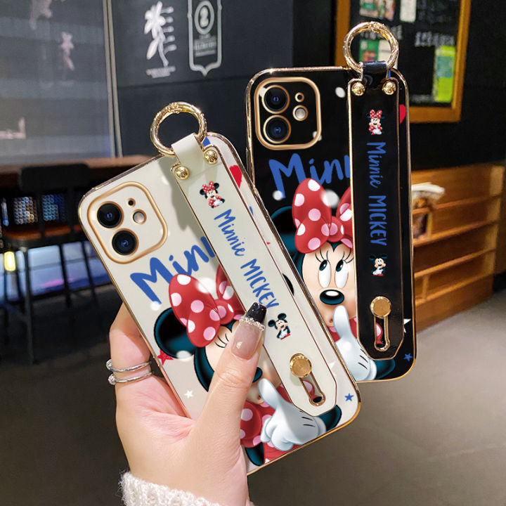 YIWESAN%20For%20Infinix%20Hot%209%20Play%20Case%20With%20Wristband%20New%20Design%20Phone%20Case%20For%20Girl%20Women%20Thin%20Pattern%20Cartoon%20Minnie%20Shockproof%20Plating%20Silicone%20Casing%20Full%20Cover%20SoftCase%20Protection%20Cases%20-%20Image%203