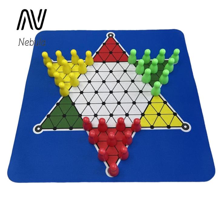 Nebula Supreme Interactive Chinese Checker Traditional Chinese Checkers Game Set Fun Family Night Board Game with Rubber Chessboard 30 Pieces Interactive Strategy Game for Kids Adults 4 Players Multiplayer Checkers