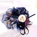 Ameesi Bun Hair Ring Flower Decor Rhinestone Ribbons Sweet Bun Hair Ring. 