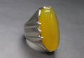 Natural Mens Zard Aqeeq Ring Kaptaan Ring Sterling Silver 925 Imran Khan Yellow Aqeeq Ring Yellow Carnelian Ring Handmade Yellow Agate Ring Chandi Ring Netural Gemstone for Mens. 