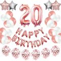 20Th Happy Birthday Party Decorations Kit - Happy Birthday Balloon Banner, Number "20" Balloon Mylar F, Rose aurum. 