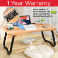 Gaming Laptop Table With Cooling Fan Dual High Speed Foldable Ergonomic Portable For Drawing Bed Notebook Reading Food Breakfast Serving With Inbuild Tablet And Cup Holder Slots For Bed Couch - Black Wooden Brown Pink. 