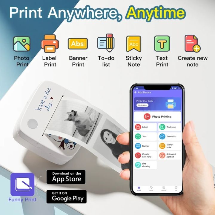 DOLEWA%20Mini%20Printer%20Portable%20Printer%20Thermal%20Printing%20Sticker%20Wireless%20Inkless%20Pocket%20Printer%20Self-adhesive%20Label%201200mAh%20-%20Image%202
