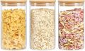 Glass 1400 ml Kitchen Storage Borosilicate Glass Jar And Container, Air Tight Bamboo Wooden Lid Container, Transparent Glass Cereal Dispenser   (  pack of 4  ) (pack of 3 )     |   with 8   stickers for labling. 