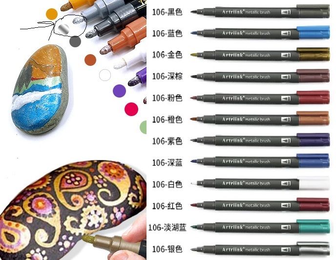 hot selling best deal 12 markers fabric and metallic rock wood wall painting art DIY