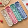 Wheat Straw Spoon Chopstick Fork Tableware Set Cutlery Utensils With Storage Case Goodie Bag Children Day Gift. 