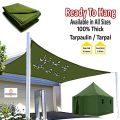 Ready To Hang Tarpaulin Tarpal & Trap, Heavy Duty Tarpal Tarpaulin Trap Shed For Garden Lawn Green House Parking Canopy Tent Material Machine Storage Car Truck Roof & Construction Site, Green Canvas Tarpal For Sun Protection. 