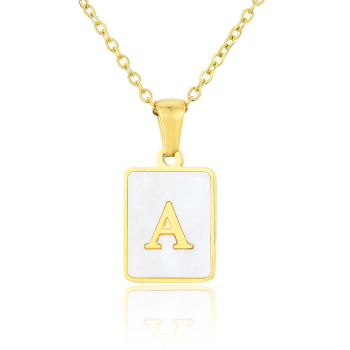 18K%20Gold%20Stainless%20Steel%20Alphabet%20Letters%20A-Z%20Initial%20Necklace%20For%20Women%20White%20Rectangle%20Shell%20Alphabet%20Pendant%20Necklace%20-%20Image%202