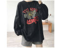 IELGY pure cotton loose t-shirt female port style temperament loose and thin all-match long-sleeved t-shirt. 