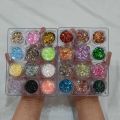 6/12/24 pcs glitter CHUNKS for eyeshadow shimmer dust powder for art & craft party make up pentagon shape dusty loose chunky glitter for eyes and nails. 