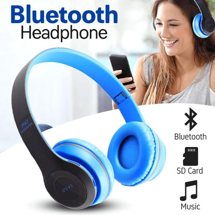 P47 Wireless Bluetooth Foldable Headset With Microphone FOR All cell phones and laptop lcd tv computer use