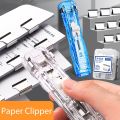 Mini Traceless Reusable Hand Clamp Push Stapler Paper Book File Office School Student Binder Binding Tools Supplies Accessories. 
