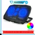 Laptop Cooling Pad Four Fans With RGB Lights - Cooling Stand 4 Fan With Digital Temperature Screen & Display & 7 Gear To Adjust Height - For Upto 20" Laptops - USB Powered Connection. 