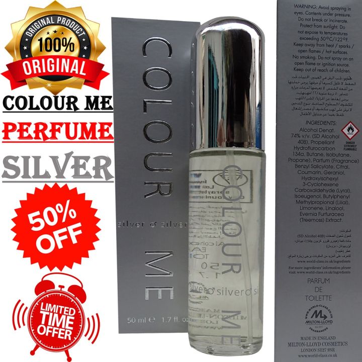 Colour Me Perfume spray Silver for Men Original Milton-Lloyd Parfum de Toilette 50ml Color me Bottle