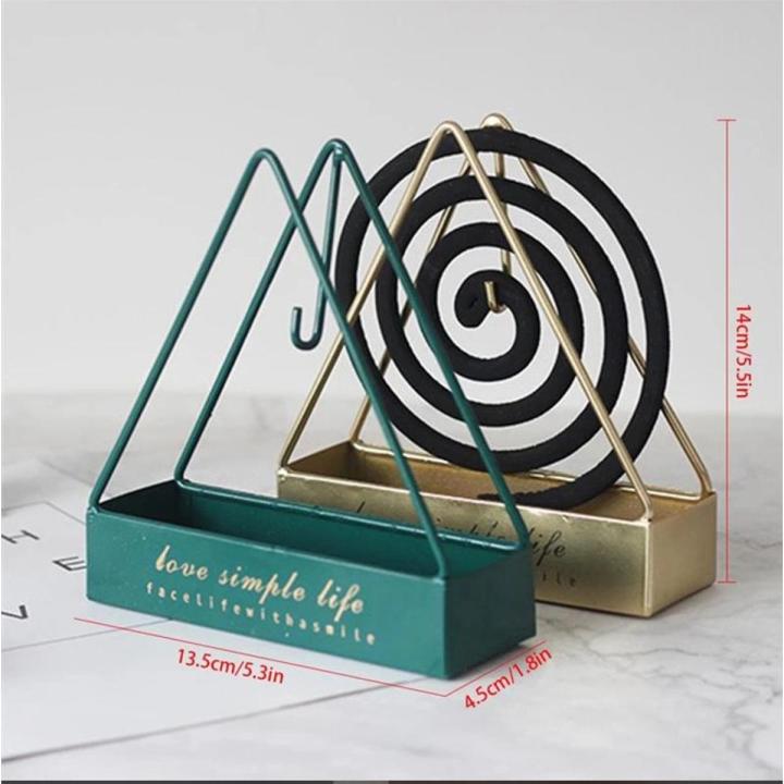 Customized Wrought Iron Mosquito Coil Holder Triangular Shape Mosquito Repellent Incense Rack Anti-scald Mosquito Coil Holder Green Color - Premium Designer