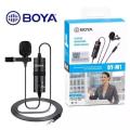 Boya BYM1 Omnidirectional Lavalier Condenser Microphone with 20ft Audio Cable Best Use for Youtubers and Interviewers(Black). 