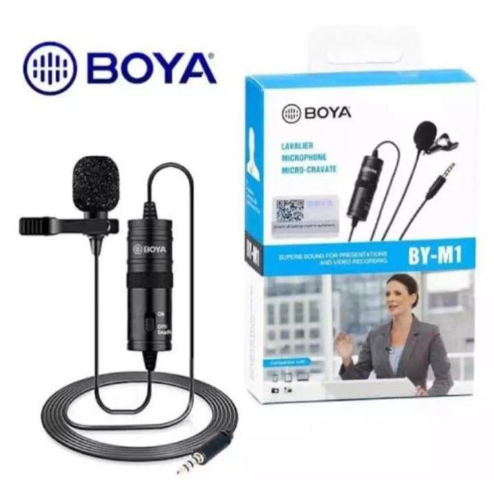 Boya BYM1 Omnidirectional Lavalier Condenser Microphone with 20ft Audio Cable Best Use for Youtubers and Interviewers(Black)