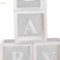 Clear Boxes Baby Boxes with Letters Blocks Foldable Backdrop Ballon Boxes Blocks for Home Children. 