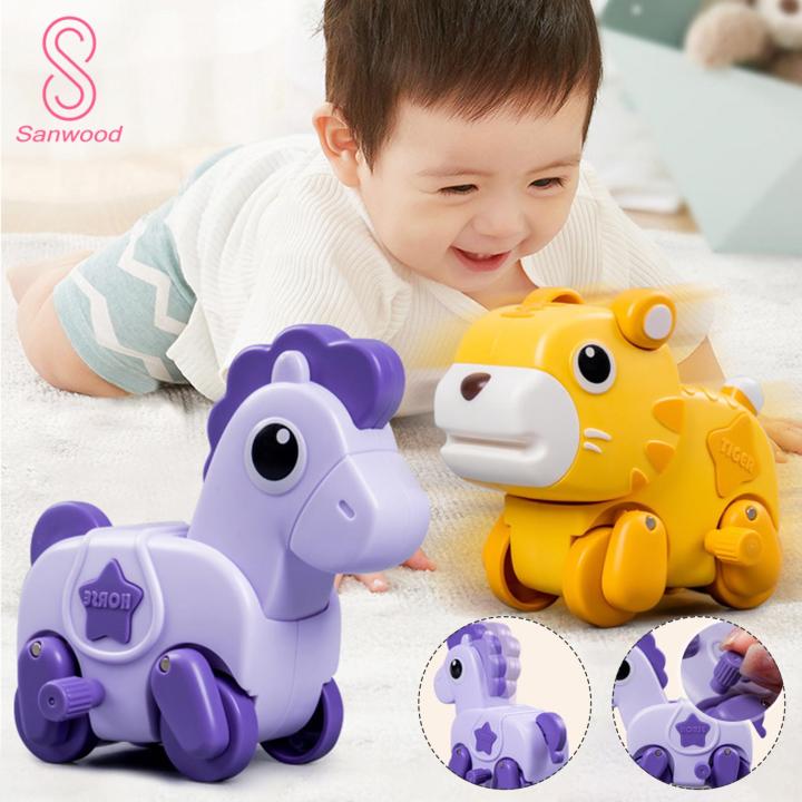 Animal Shape Toy Wind-up Animal Car Toy Fun Exciting Racing Cars for Toddlers Perfect Birthday Gift for Boys Girls Press Ejection House Pig Horse Bear Elephant Tiger Spring Clockwork Wind-up Animal