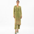 Maahru - Unstitched Fabric for women - 2 Piece - Olive Forest (Blended Lawn). 