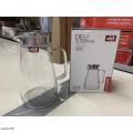 Glass Pitcher 1.4L  Water Jug Carafe Cocktail With Stainless Steel LID Filter. 