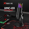 Xtrike-Me Professional Condenser Microphone for Studio Recording - USB Powered Omnidirectional Dynamic Gaming Mic for Mobile, PC, Desktop, Podcasting, Live Streaming, Singing, ASMR, Youtube - 12 RGB Lighting Modes - 360° Rotatable Body - XMC03 by FunBug. 