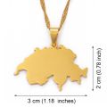 Anniyo Switzerland Map Pendant Necklaces for Women,Suisse Svizzera Svizra Schweizerische Swiss Maps Jewelry Gifts #101721. 