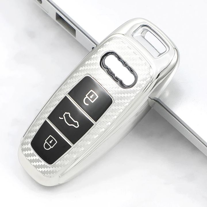 【shenggangshangmao001】TPU Key Case Ring Audi A8 E-tron C8 D5 2019 2020 Car Key Cover Holder Car Accessories