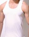 Famer® Knitwear White Fine Rib Vest For Men. 