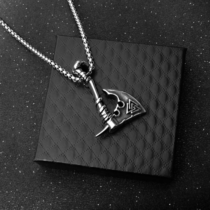European and American Fashion Retro Men's Axe Triangle Cross Titanium Steel Trendy Stainless Steel Pendant Men and Women Pendant
