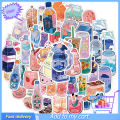50Pcs/Bag Beverage Stickers Water-proof Cute Pink Blue PVC Vinyl Sticker for Skateboard. 