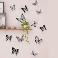 12/24 Pcs 3D Wall Stickers Black and White Butterfly Wall Stickers DIY Art Home Decor Wall Decals Fridge Stickers Wedding Decor. 