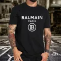 2021 Balmain-Paris France Fashion Vintage Men's Short Sleeve T Shirt Cotton Tee White T Shirt Short Sleeve Summer Casual Tee. 