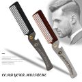 1 Pcs Men Folding Pocket Comb Knife Shape PP Teeth Detangling Hair Beard Comb Metal Handle Foldable Combing Facial Mustache Comb. 